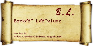 Borkó Líviusz névjegykártya